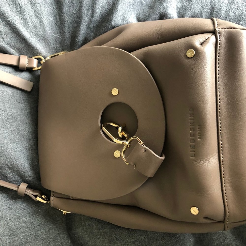 Liebeskind Round Flap Bucket Bag in Cold Grey